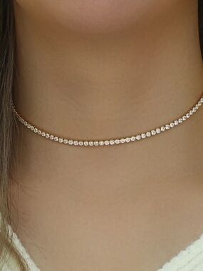 NEW 14K GOLD TENNIS
CHAIN CHOKER NECKLACE, NICE NECKLACE, CUTE NECKLACE